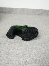 Women Green Soft Leather Platform Increase Height Slip-On Small Heel Loafers, New 2024 Korean Style